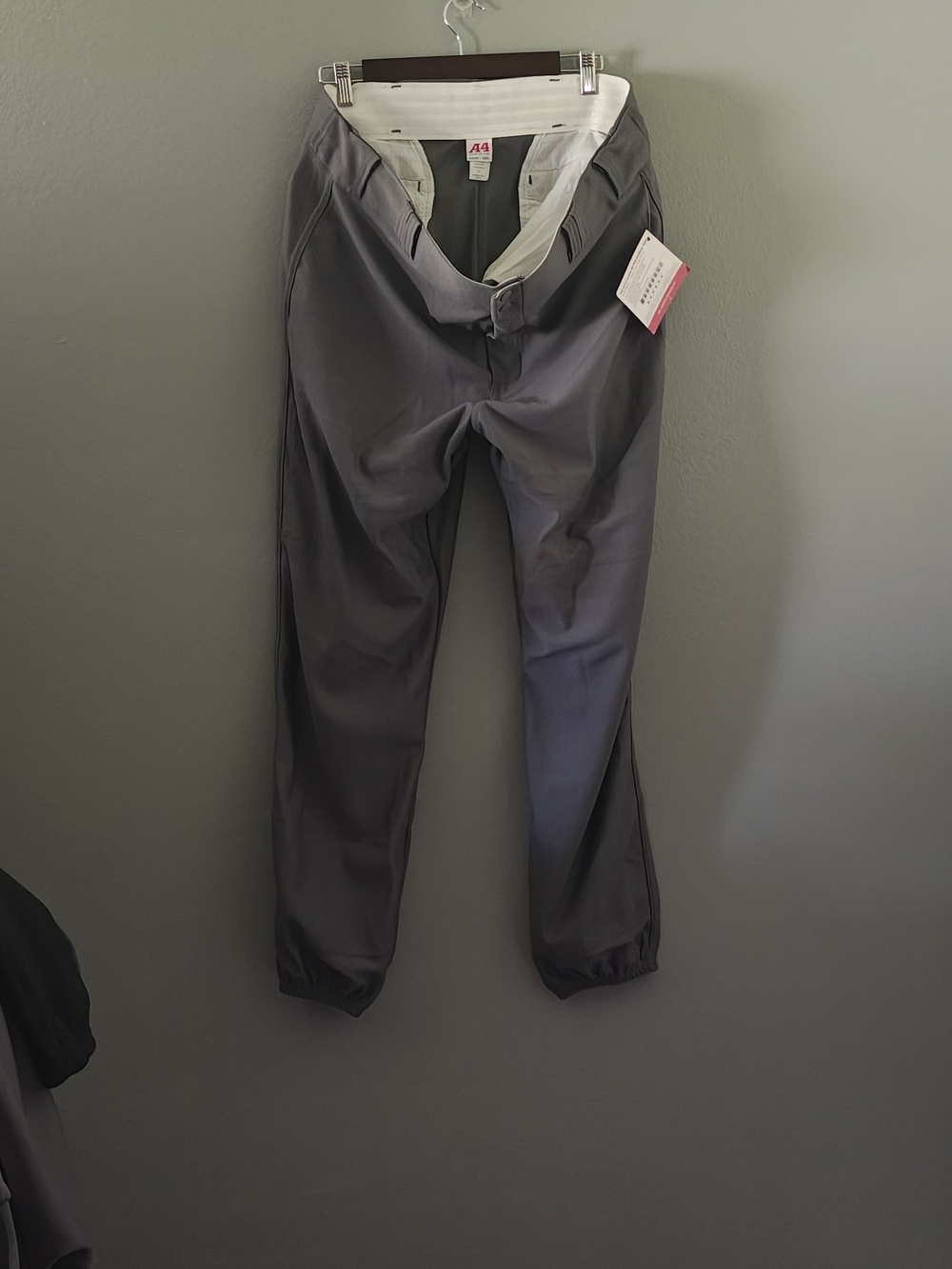 A4 Pro Style Men's Adult Baseball Pants Gray Size 2XL Elastic Bottom
